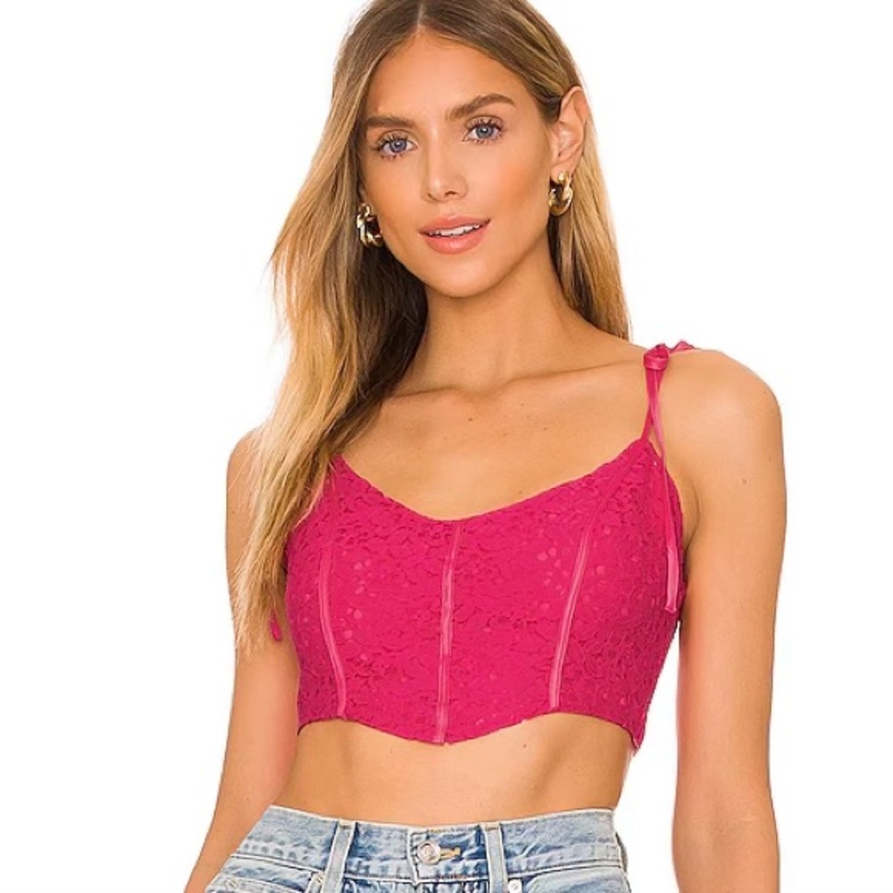 Lovers and Friends Pink Lace Corset Top